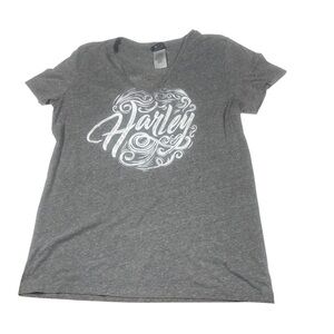 Harley Davidson Gray T Shirt Emerald Coast Fort Walton Beach Florida V Neck XL